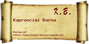 Kapronczai Barna névjegykártya