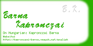 barna kapronczai business card